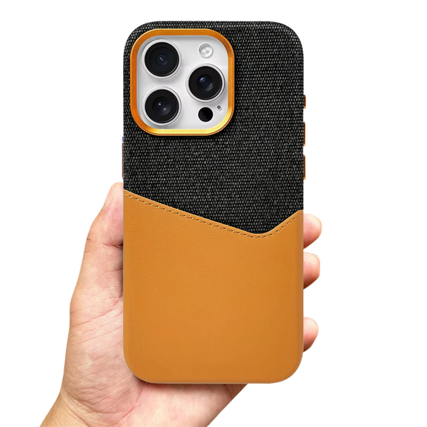 Coque iPhone 12 à 15 Cuir et Tissu